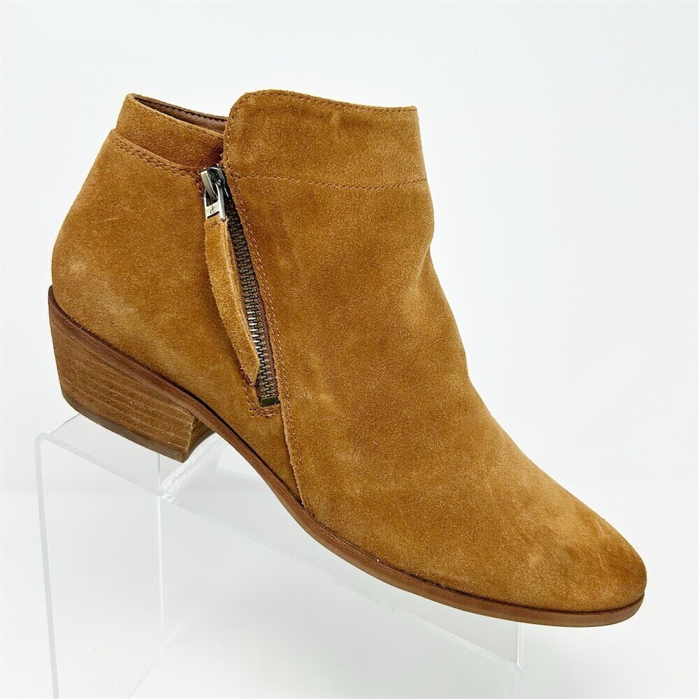 Sam Edelman Packer Ankle Booties Womens Brown Side Zip Tassel Block Heel Size 12